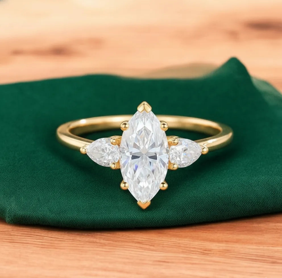 1.300 ct Vintage Marquise Lab Grown Diamond Engagement Ring