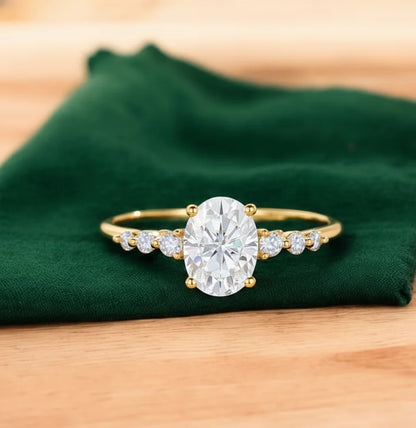 oval diamond cluster engagement ring