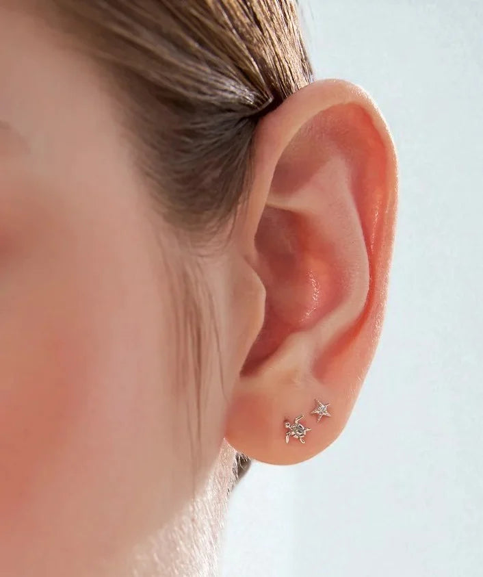 Starfish Diamond Stud Earring for Cartilage & Helix Piercing