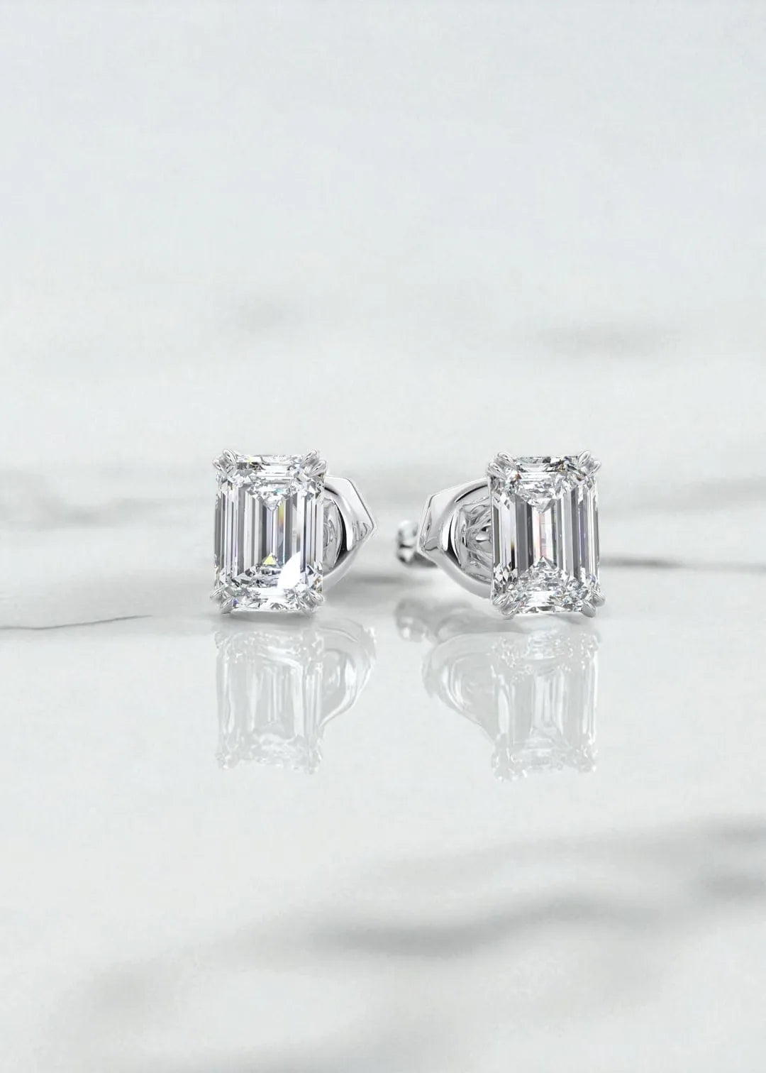 2.50 ct Emerald-Cut Lab-Grown Diamond Stud Earrings – Rose Gold