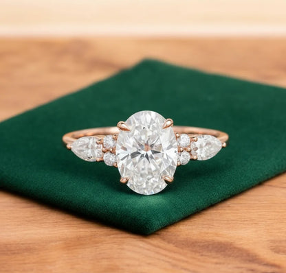 2.5 ct Oval Lab-Grown Diamond Three-Stone Vintage Ring