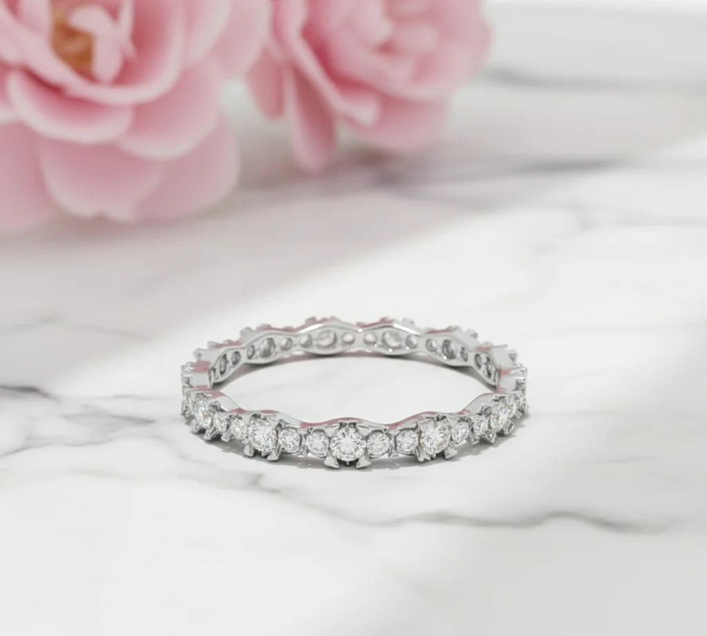 14K Solid Gold Moissanite Eternity Band – Elegant Wedding Ring
