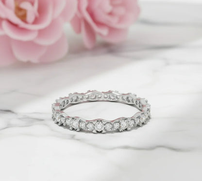 14K Solid Gold Moissanite Eternity Band – Elegant Wedding Ring