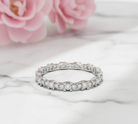 14K Solid Gold Moissanite Eternity Band – Elegant Wedding Ring