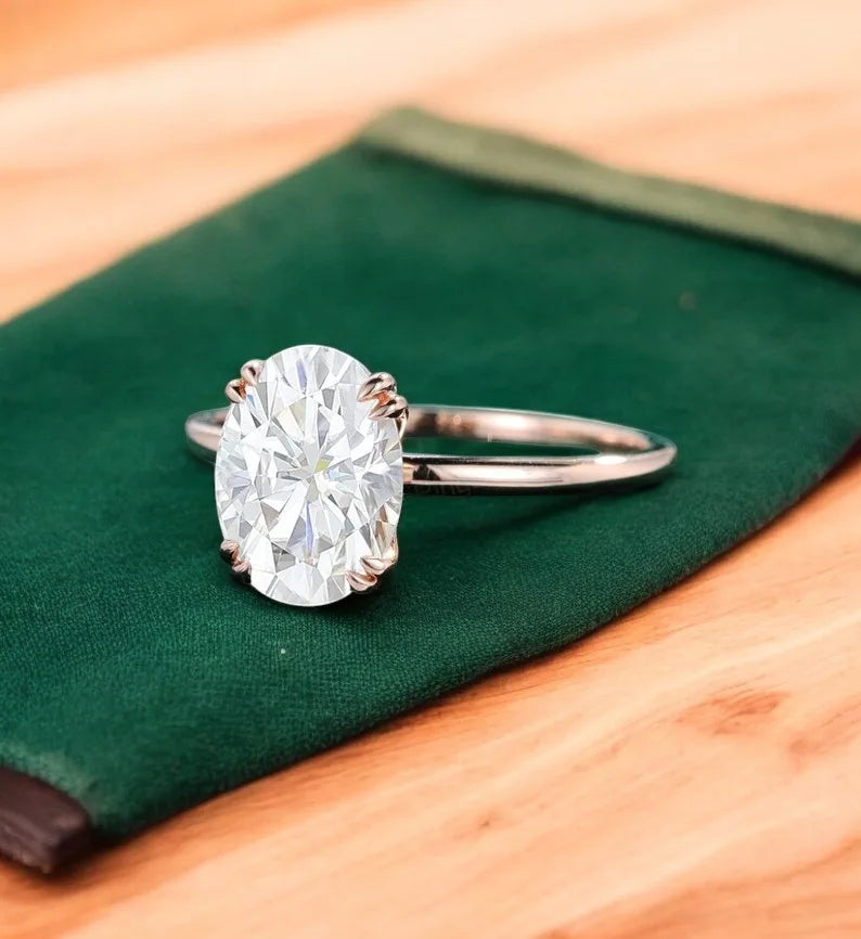 2.640 ct Vintage Oval Cut Moissanite Engagement Ring