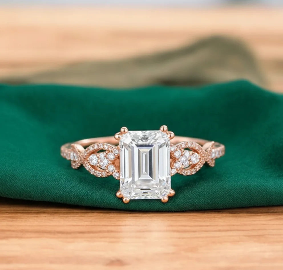 1.60ct Emerald Cut Lab Diamond Engagement Ring