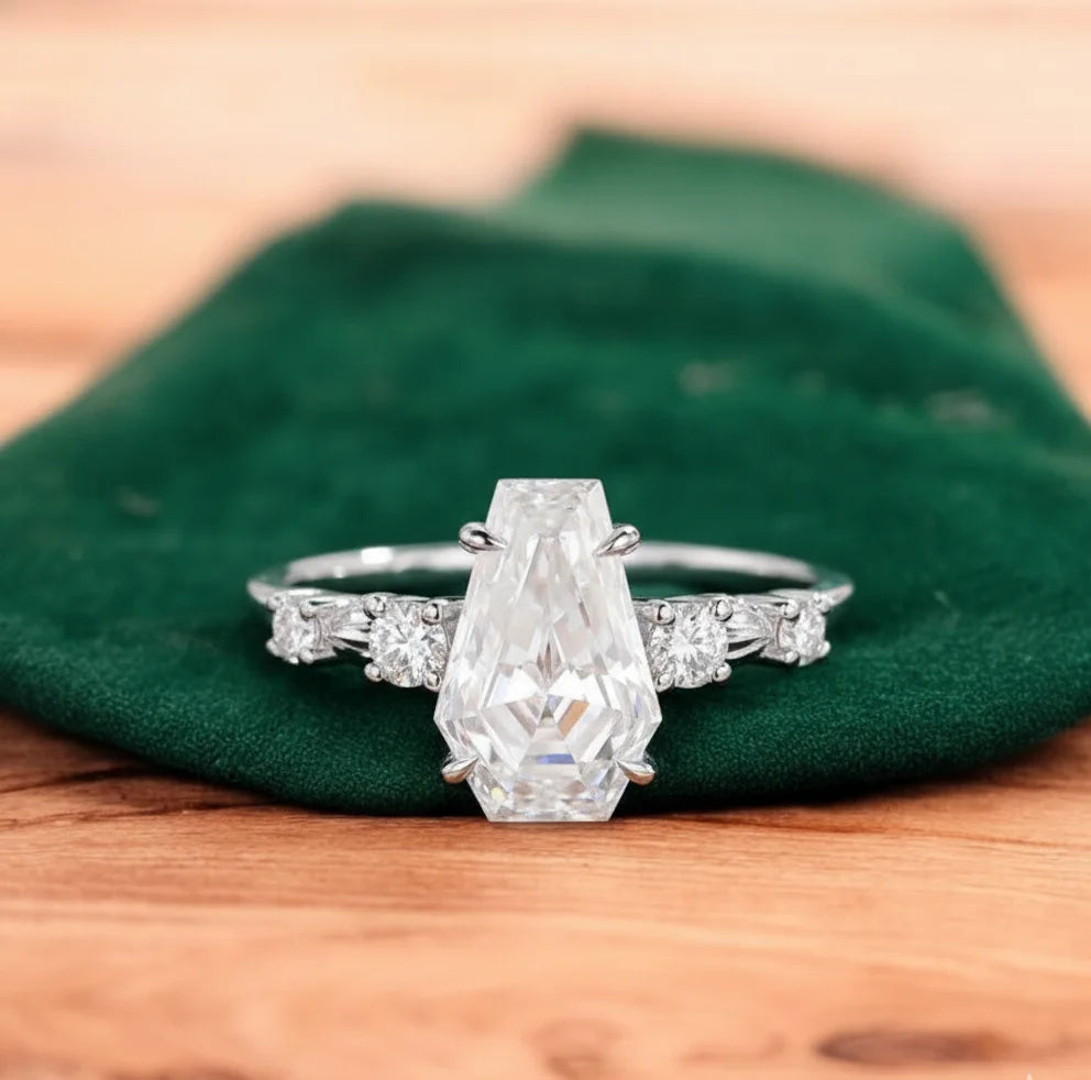 2ct Lab-Grown Coffin Diamond Ring for Unique Brides