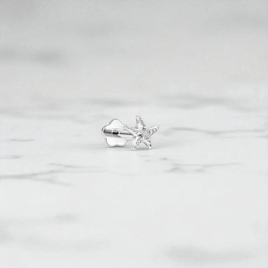 Starfish Diamond Stud Earring for Cartilage & Helix Piercing