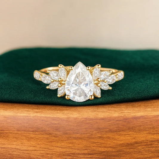1.25 ct Pear Lab Diamond Engagement Ring | Vintage Floral
