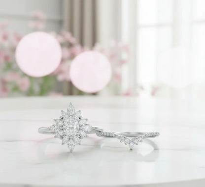 1.10ct Oval Lab-Grown Diamond Bridal Set – 14K Gold Engagement & Band