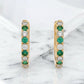 Alternating Lab-Grown Diamond & Emerald Petite Hoop Earrings