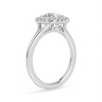 1.10 TCW Round Cut VVS1 Lab-Grown Halo Engagement Ring Solid 14K White Gold
