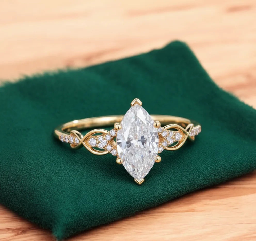 1.60ct Marquise Cut Lab Diamond Engagement Ring