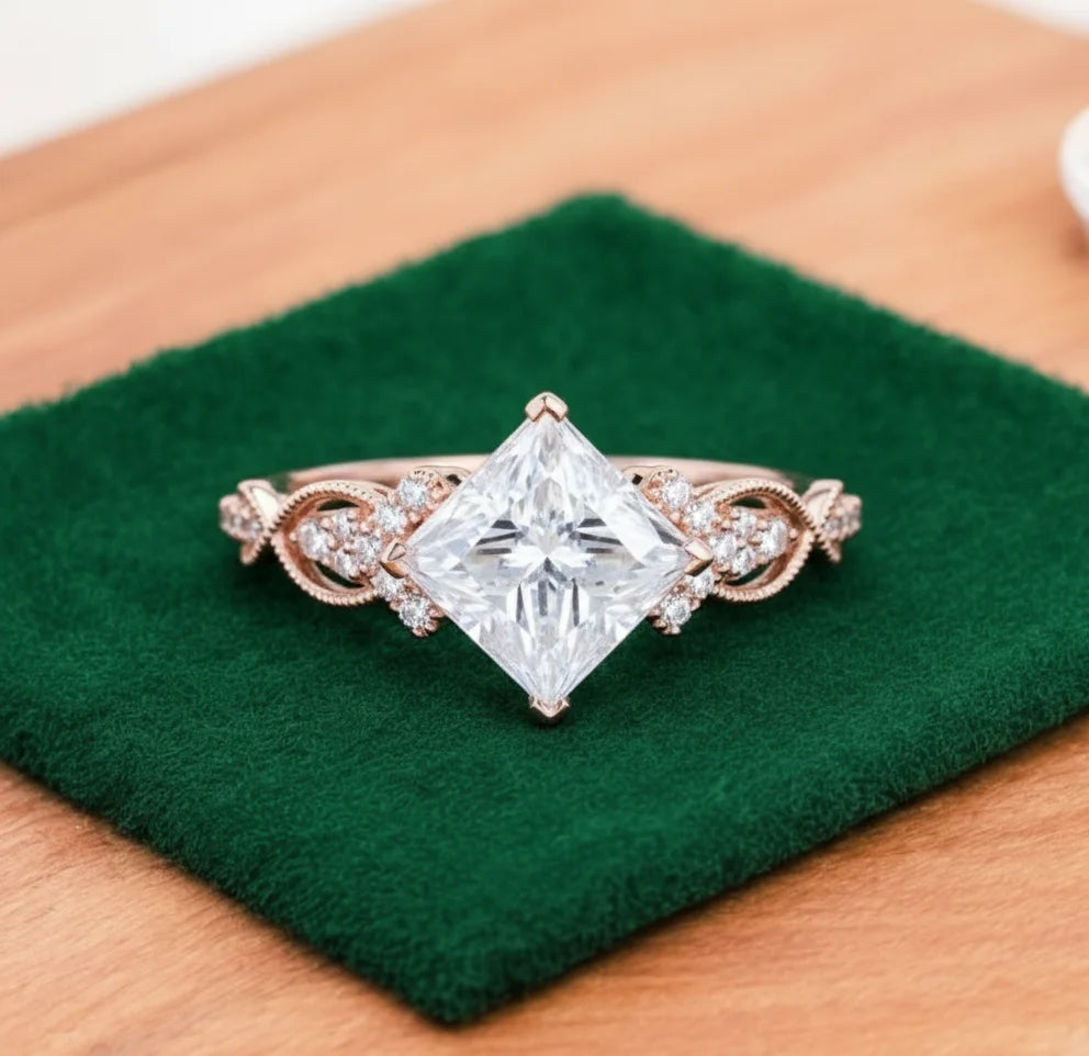 1.50 ct Princess Cut Lab-Grown Diamond Vintage Twist Ring