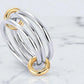 14K Two-Tone Gold Multi-Link Ring | Modern Design