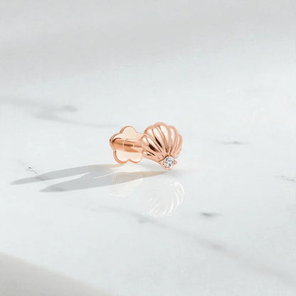 Lab-Grown Diamond Seashell Stud Earrings – Ocean Chic