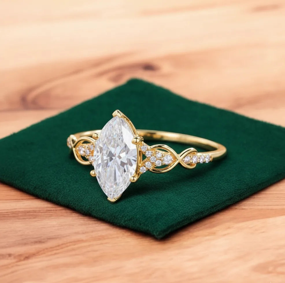 1.60ct Marquise Cut Lab Diamond Engagement Ring