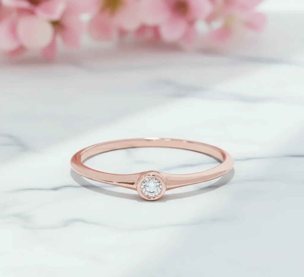 Minimalist Lab‑Grown Diamond Bezel Ring | 14K Gold Solitaire
