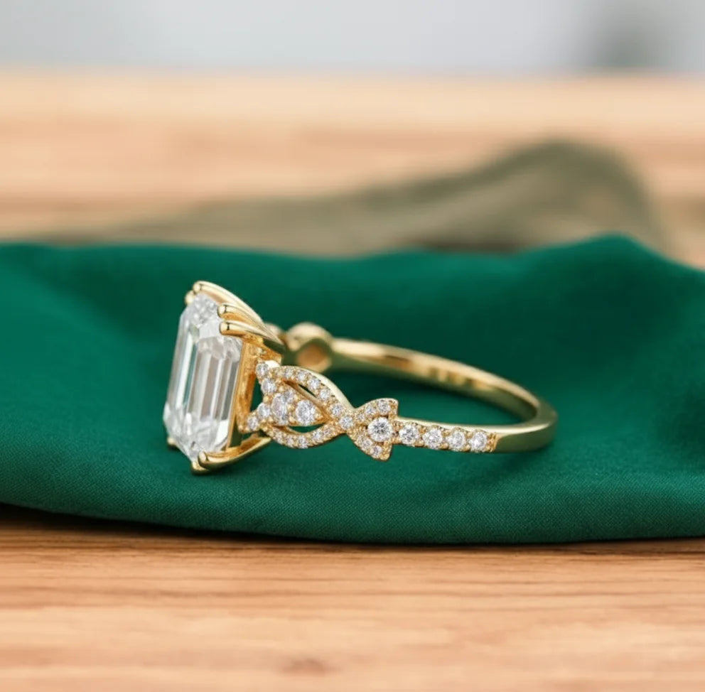 1.60ct Emerald Cut Lab Diamond Engagement Ring