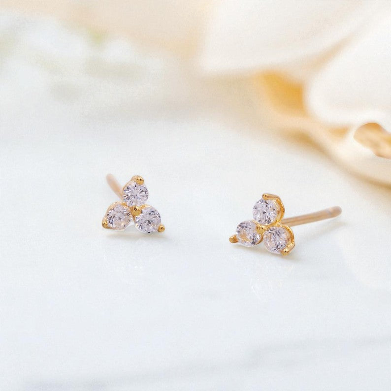 Tiny Trio Lab Grown Diamond Stud Earrings