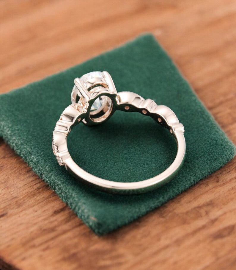 1.25 ct Oval Lab Grown Diamond Engagement Ring • Vintage Rose Gold Ring with Milgrain Detail
