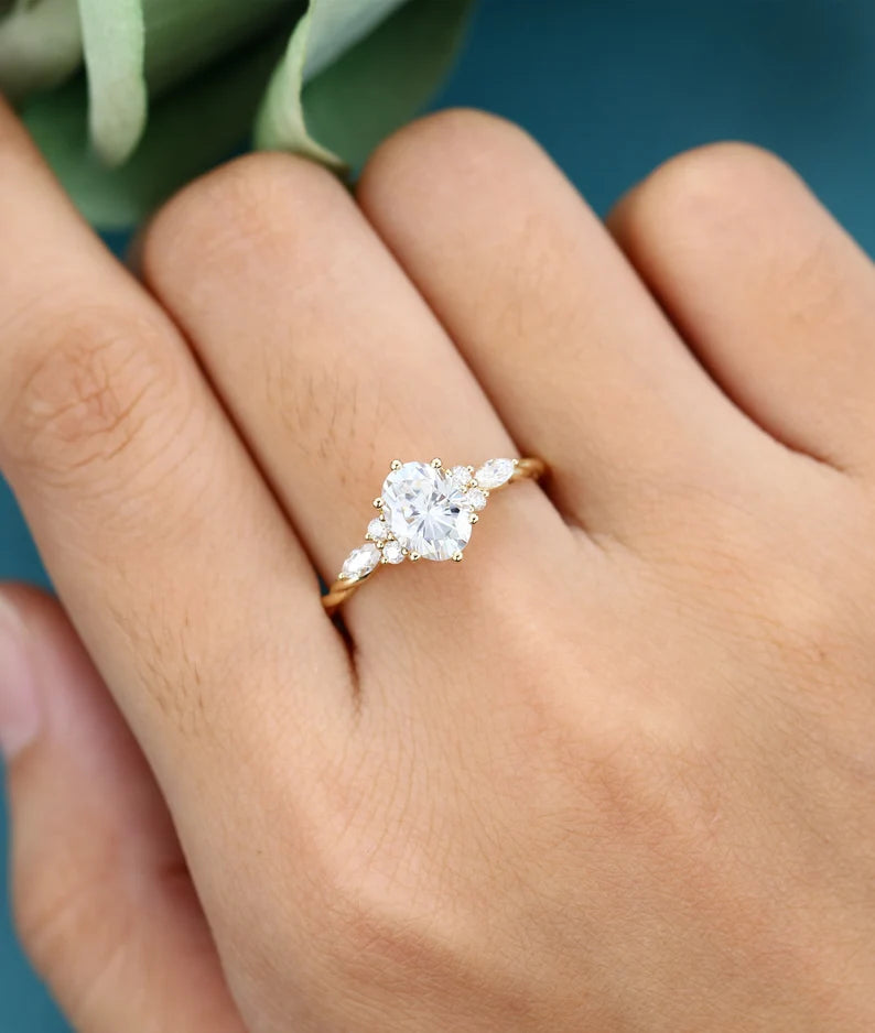 1.510 ct Vintage Oval Diamond Engagement Ring,twisted ring