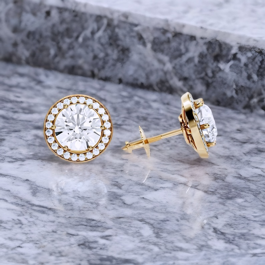 2.00ct Halo Round Cut Lab Grown Diamond Stud Earrings