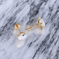 3 Carat Lab Grown Diamond Lotus Stud Earrings • 14K Rose Gold Floral Earrings