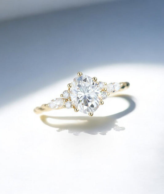 1.510 ct Vintage Oval Diamond Engagement Ring,twisted ring