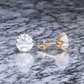 3 Carat Lab Grown Diamond Lotus Stud Earrings • 14K Rose Gold Floral Earrings