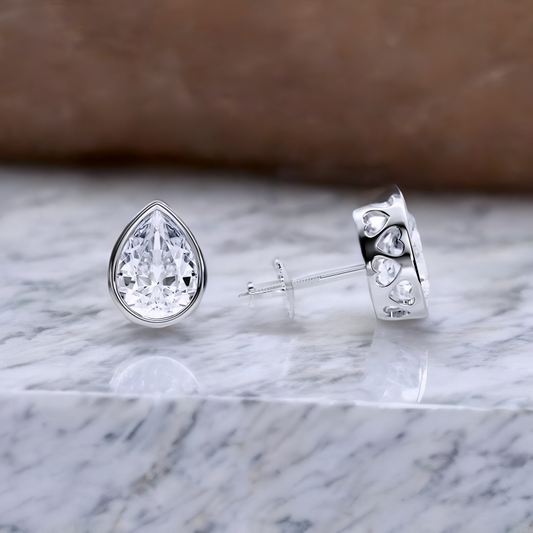 2.0 Ct Pear Shaped Lab Grown Diamond Stud Earrings