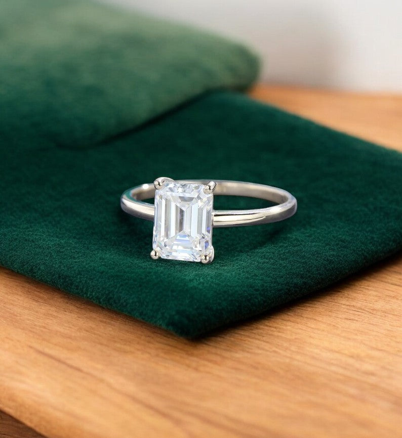 1.75 CT Emerald Cut Lab Grown Diamond Engagement Ring • Ethical Bridal Ring
