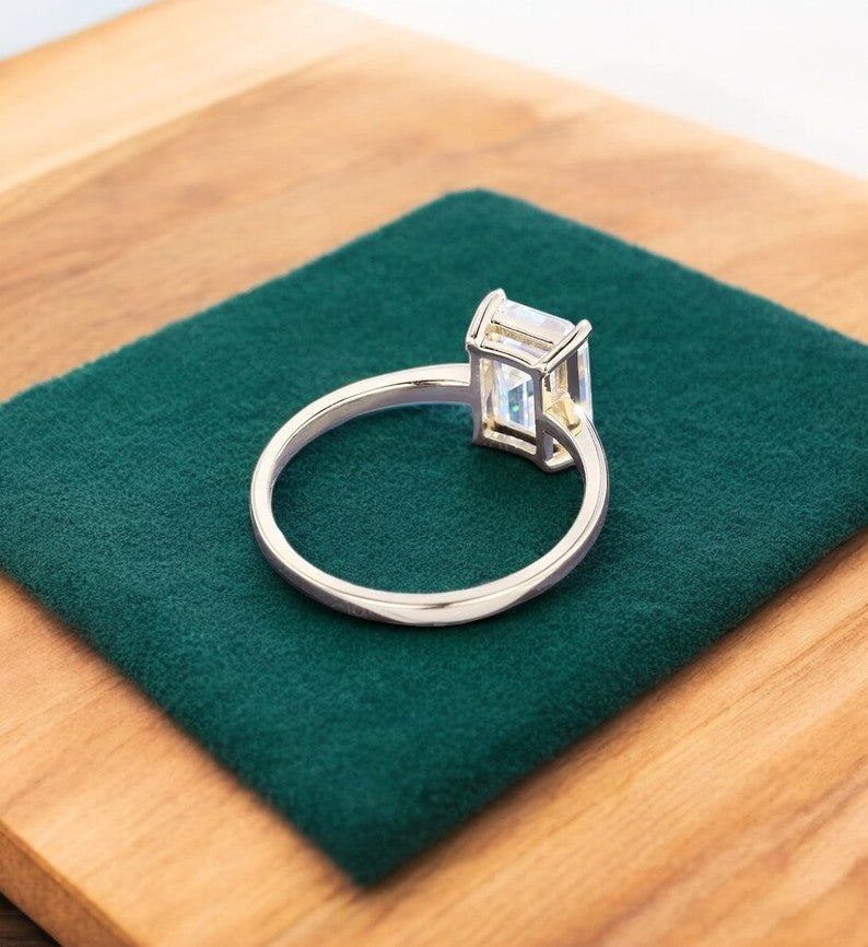 1.75 CT Emerald Cut Lab Grown Diamond Engagement Ring • Ethical Bridal Ring