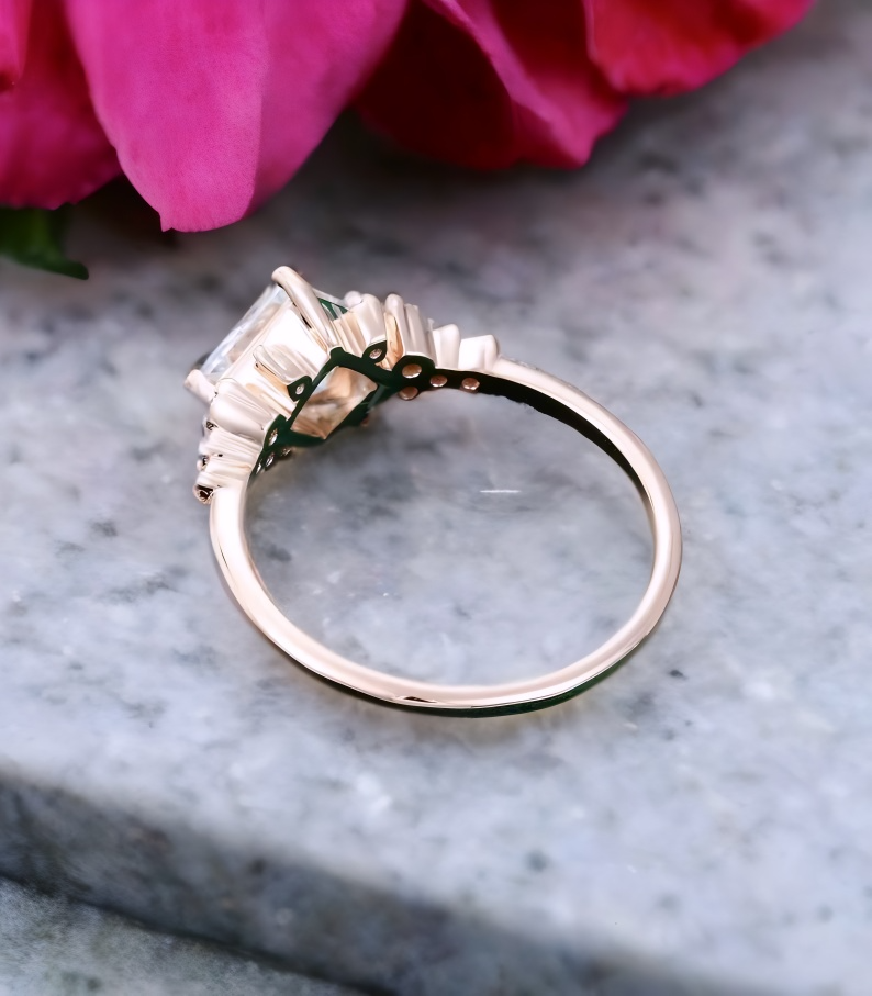 1.25 ct Princess Cut Lab Grown Diamond Engagement Ring • Vintage Rose Gold Bridal Ring
