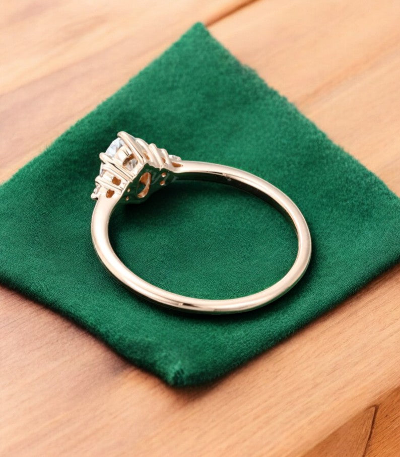 0.50 ct Oval Cut Lab Grown Diamond Engagement Ring • Vintage Diamond Cluster Ring