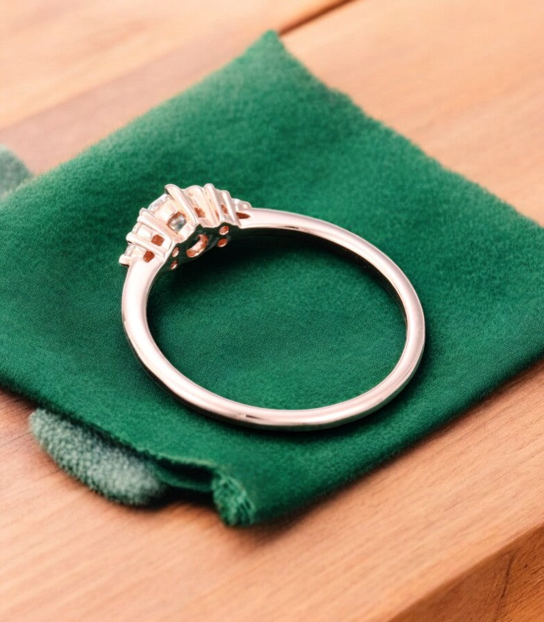 0.90 ct Round Cut Lab Grown Diamond Cluster Engagement Ring • Bridal Wedding Ring