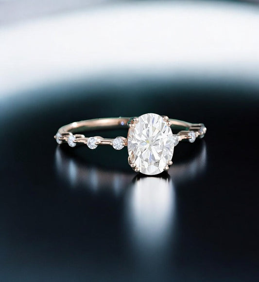 1.00ct Oval Natural Diamond Engagement Ring