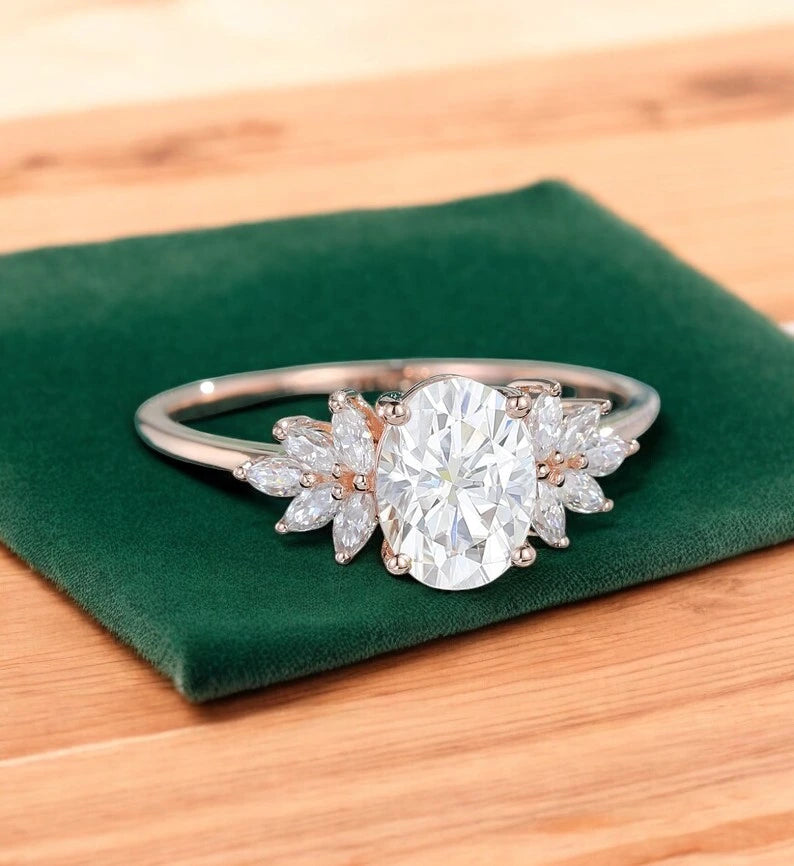 oval diamond cluster engagement ring
