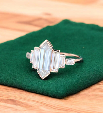 2.480 ct Hexagon Cut Lab Grown Diamond Engagement Ring