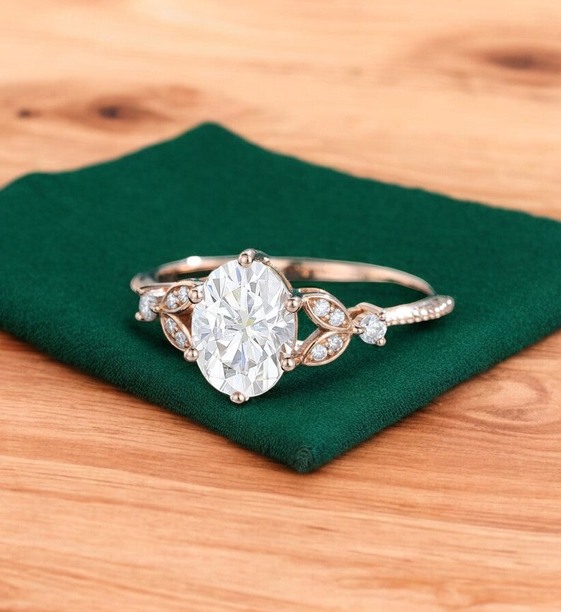 1.320ct  Oval Lab Grown Diamond Engagement Ring • Vintage Art Deco Diamond Ring