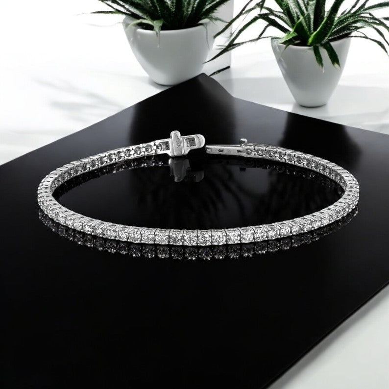 Diamond Tennis Bracelet, 4 Prong, 4.00ct, 14k Solid White Yellow Rose Gold, Mother's day gift