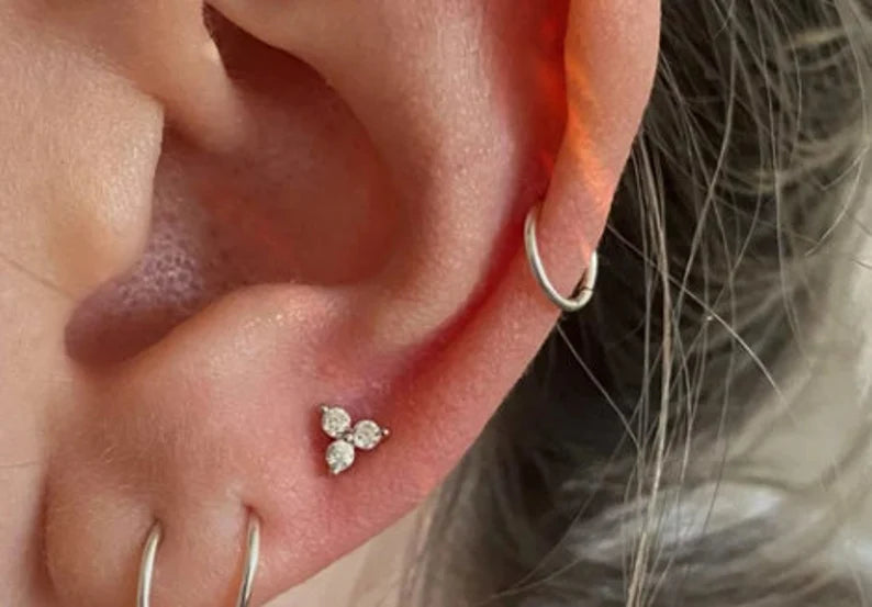 Tiny Trio Lab Grown Diamond Stud Earrings