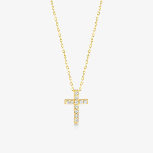 Dainty Cross Necklace 0.06 CT – 14K Solid Gold Pendant