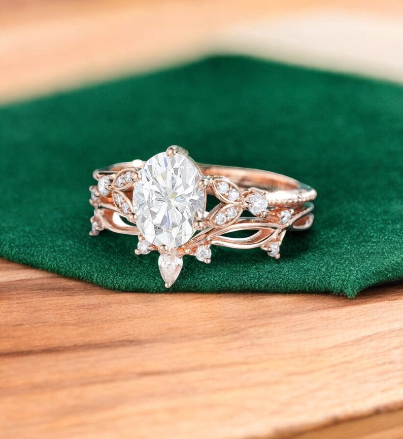 1.420ct Oval Cut Lab Grown Diamond Engagement Ring Set