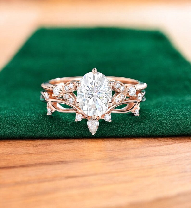 1.420ct Oval Cut Lab Grown Diamond Engagement Ring Set