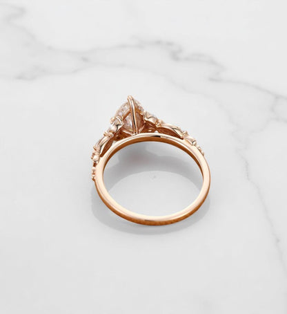 Lab Grown 1.00 ct Marquise Cut Diamond Cluster Ring • Rose Gold Engagement Ring