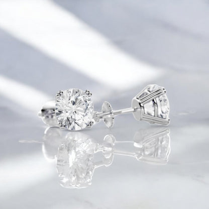 1.50Carat Round Cut Solitaire Lab Grown Diamond Stud Earrings