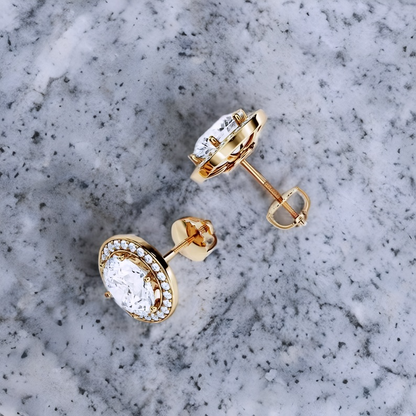 2.00ct Halo Round Cut Lab Grown Diamond Stud Earrings