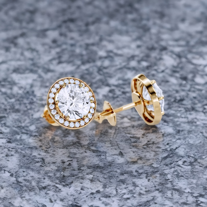 2.00ct Halo Round Cut Lab Grown Diamond Stud Earrings