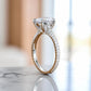 2CT Round Lab Grown Diamond Engagement Ring • Vintage White Gold Half Eternity Diamond Ring
